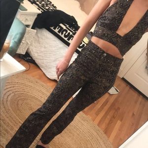 NWOT Motel Rocks Boa Set (Crop Top & Jeans)